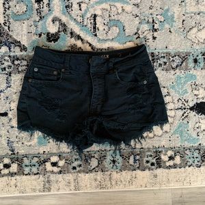 American Eagle black destroyed shorts